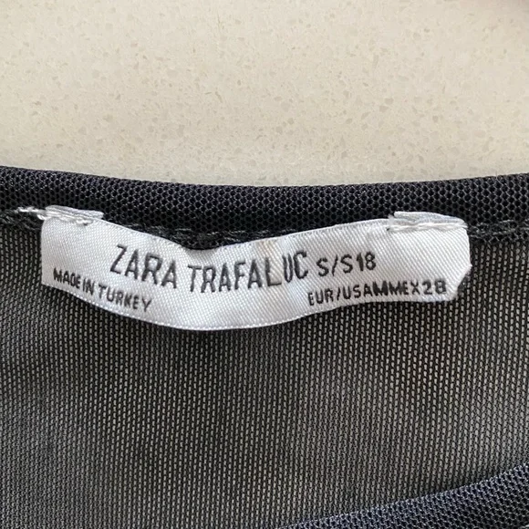 Zara Black Mesh / Lace Top Bodysuit Size Small - Picture 4 of 4